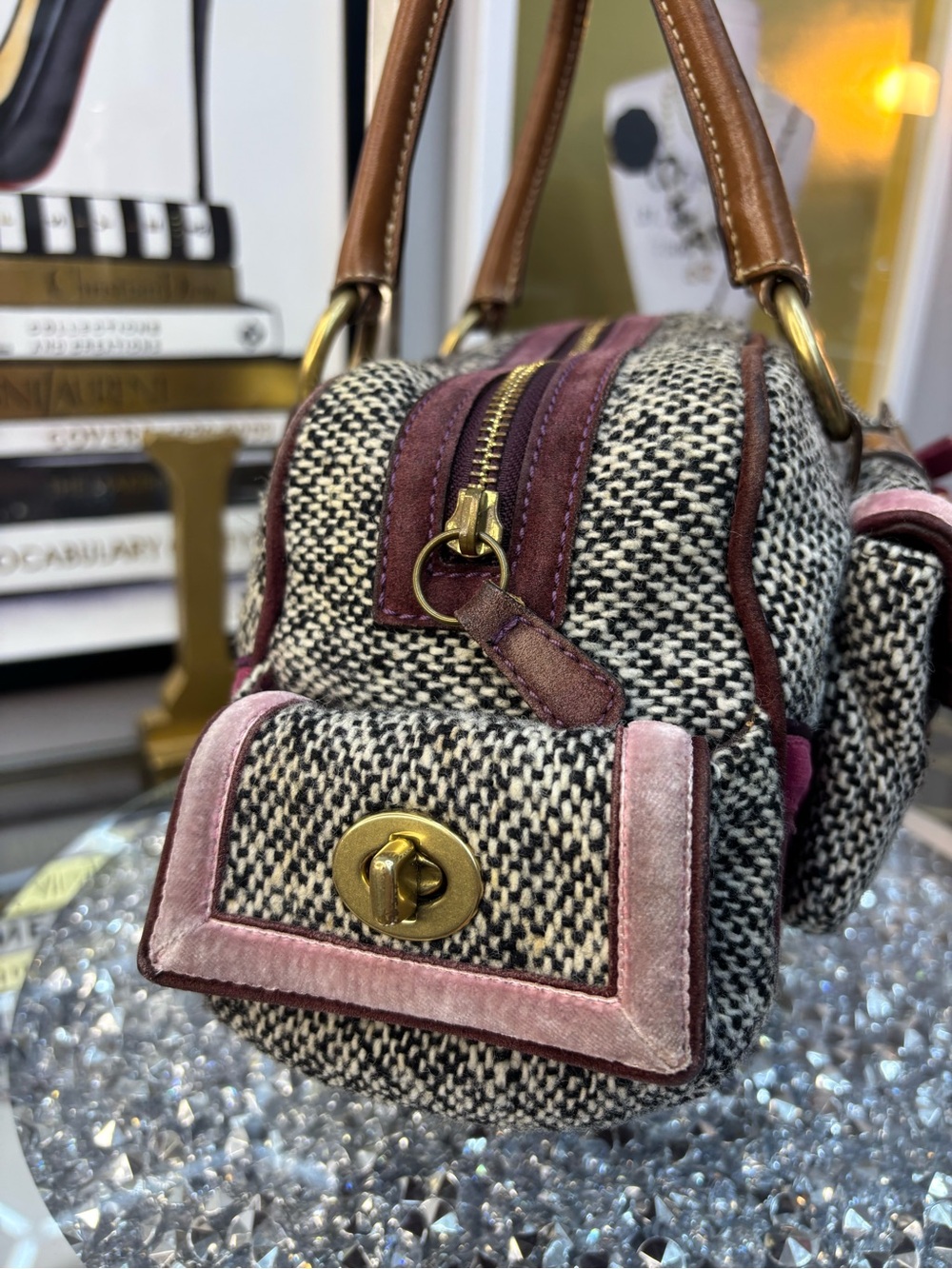 Coach 2005 Vintage Soho Tweed Y2k Swarovski Bow Satch… - Gem